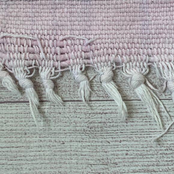 Light Pink and Purple Plaid Rug with Knotted Tassel Ends - Picture 15 of 16